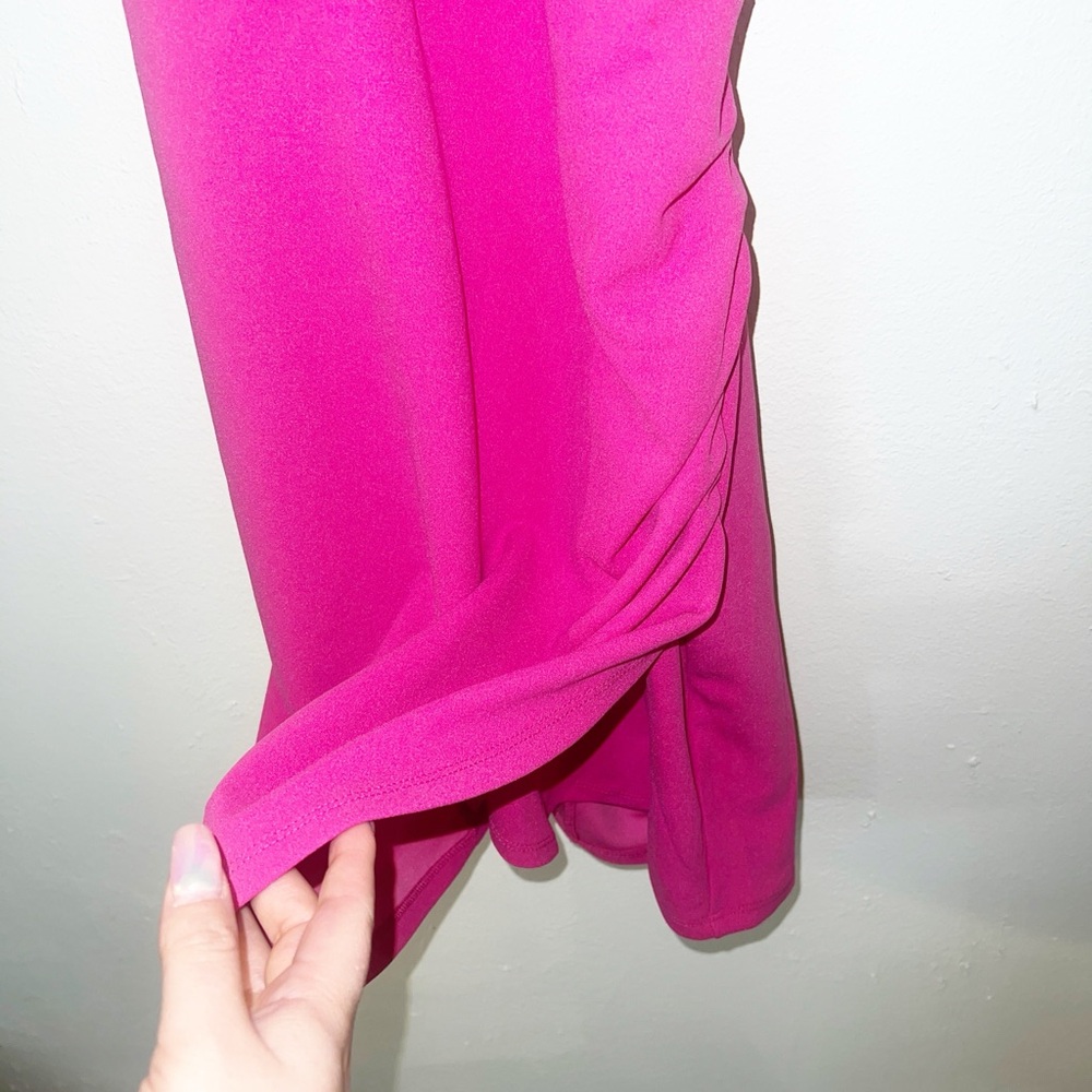 Sincerely Jules hot pink glitter fringe open back high neck mini dress - Picture 4 of 13